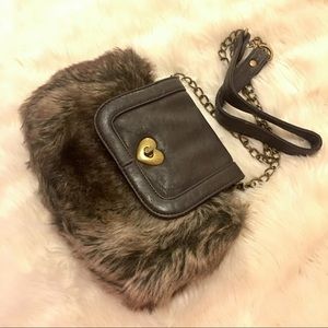 American Rag Cross-Body Brown Fur Bag - Very Cute